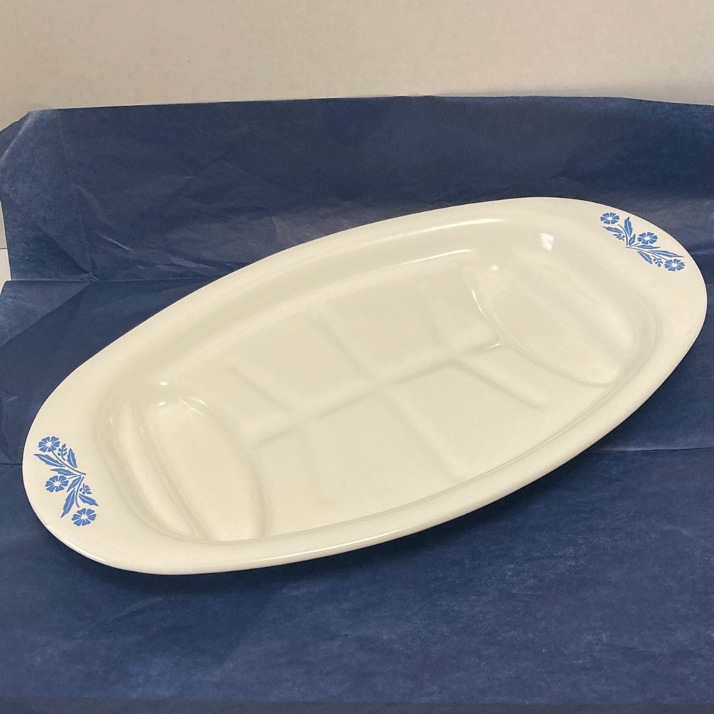 vintage corning ware Blue Corn Flower P19 oval meat serving platter